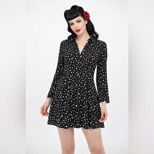 Quintessential Polka Dot Shirt Dress Mini Retro Pin Up Rockabilly Button Up S